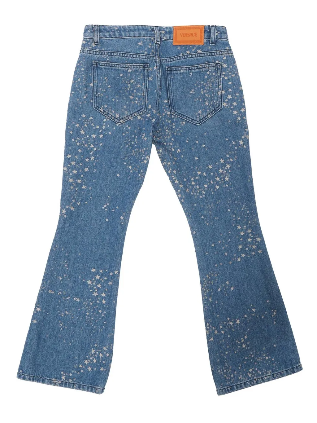 Versace Kids Logo Patch Star-Printed Flared Jeans