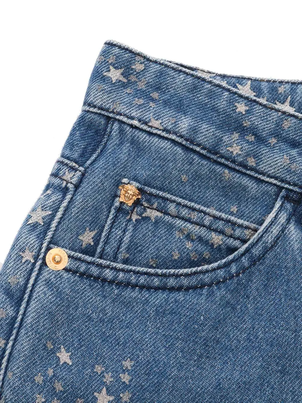 Versace Kids Logo Patch Star-Printed Flared Jeans