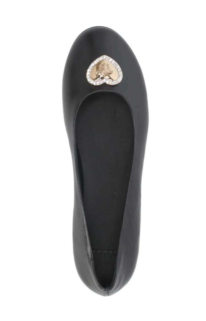 Versace Kids Heart Embellished Slip-On Ballerinas