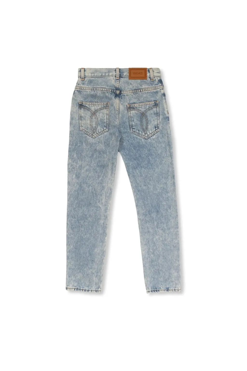 Versace Kids Logo-Patch Straight-Leg Jeans