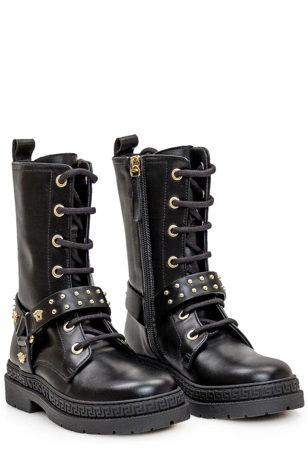 Versace Kids Medusa Round Toe Ankle Boots