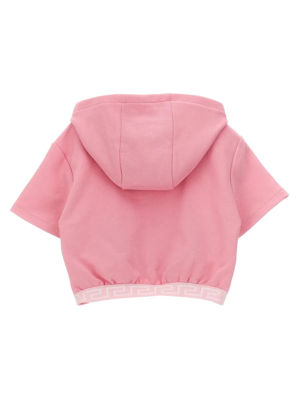 Versace Kids Logo-Embellished Short Sleeved Cropped Hoodie
