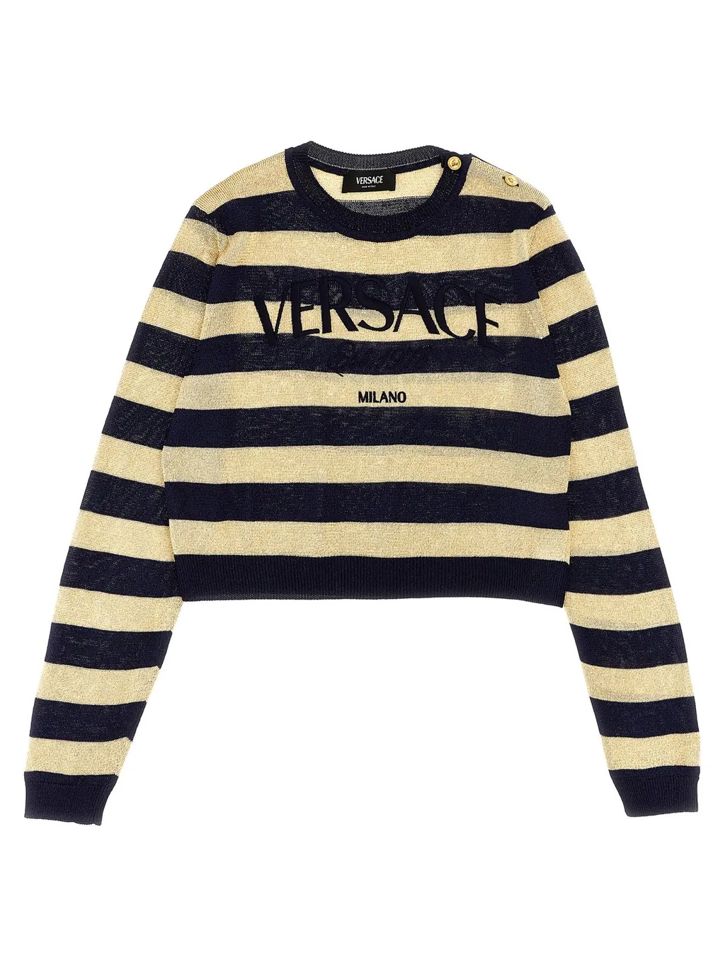 Versace Kids Logo Embroidered Striped Sweater