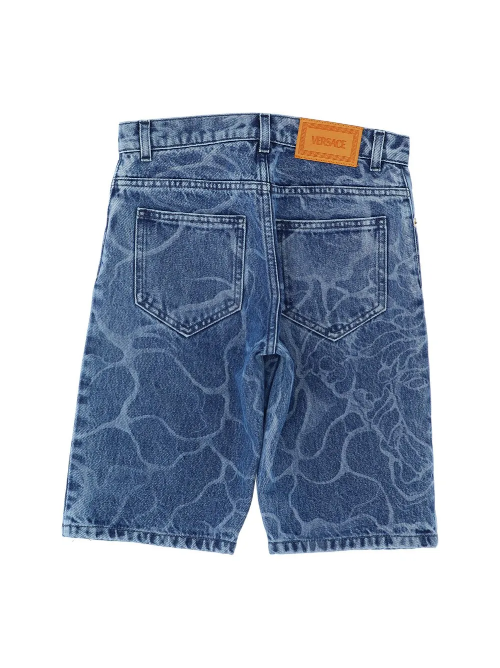 Versace Kids Logo Patch Denim Shorts