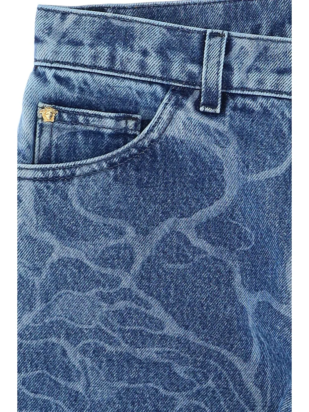 Versace Kids Logo Patch Denim Shorts