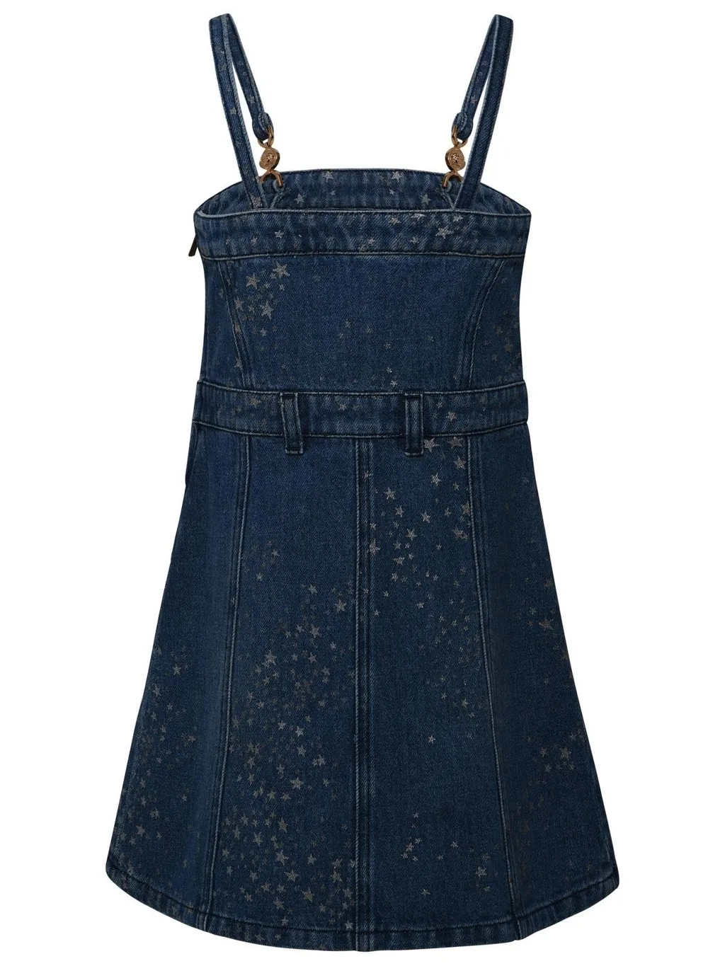 Versace Kids Star Printed Square Neck Denim Dress