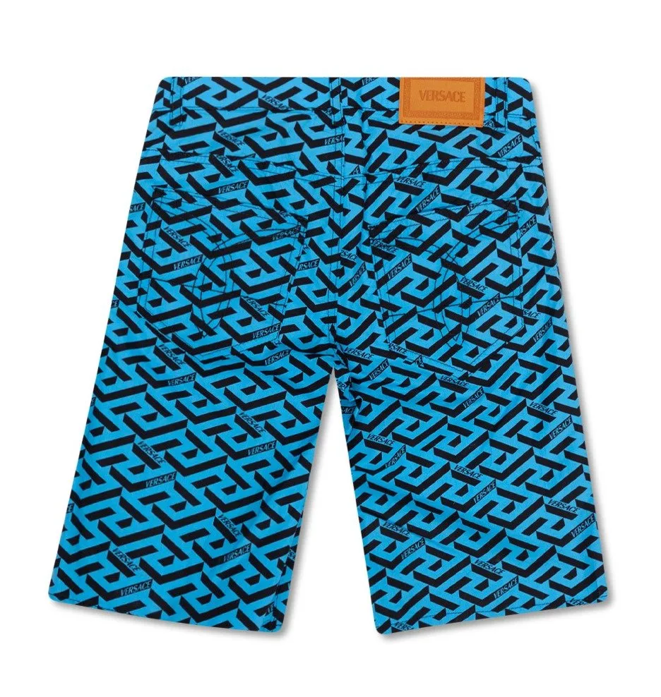 Versace Kids La Greca Logo Patch Shorts