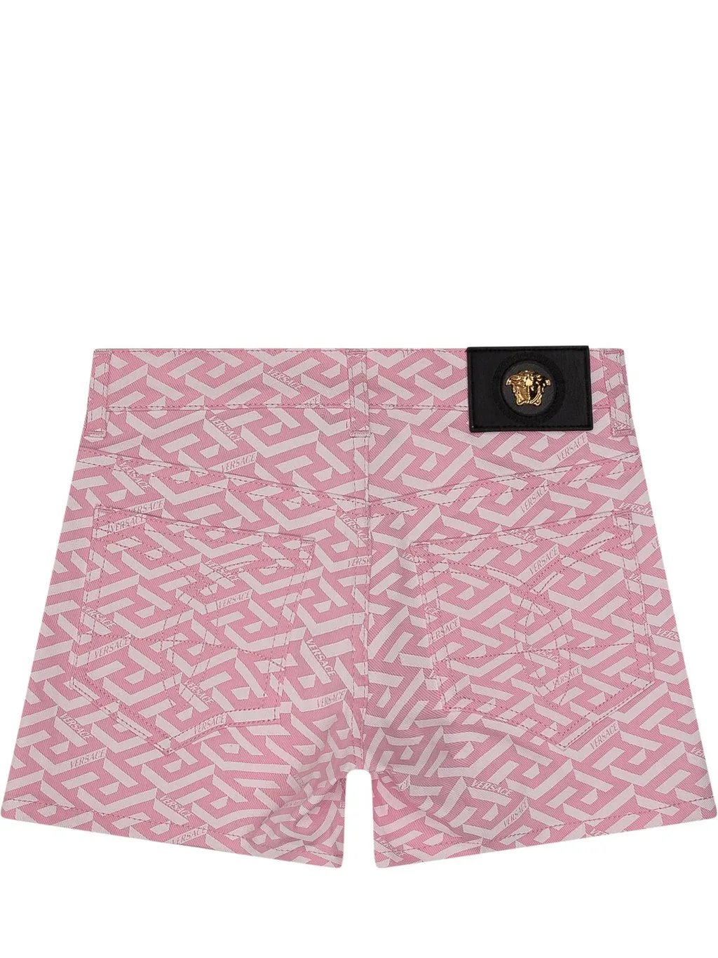 Versace Kids All-Over Printed Logo Patch Shorts