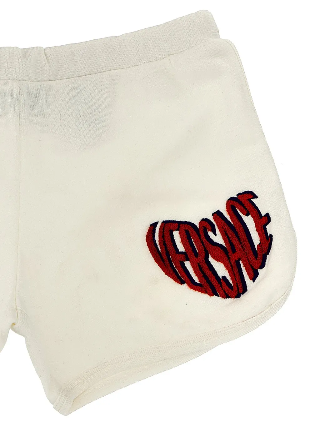 Versace Kids Heart Logo-Embroidered Curved Hem Shorts