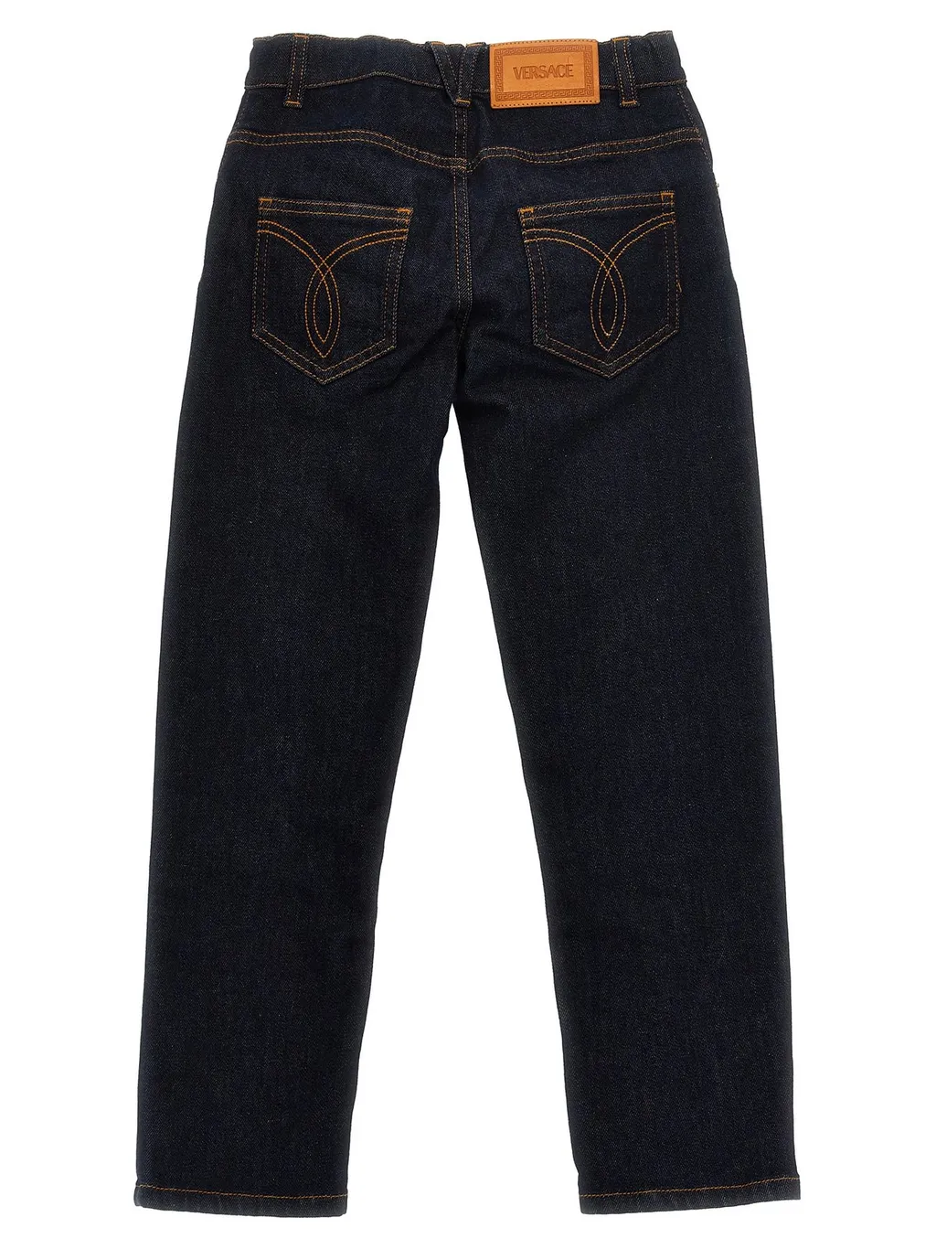 Versace Kids Logo Patch Mid-Rise Straight-Leg Jeans