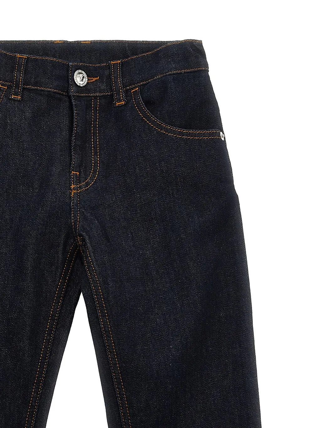 Versace Kids Logo Patch Mid-Rise Straight-Leg Jeans