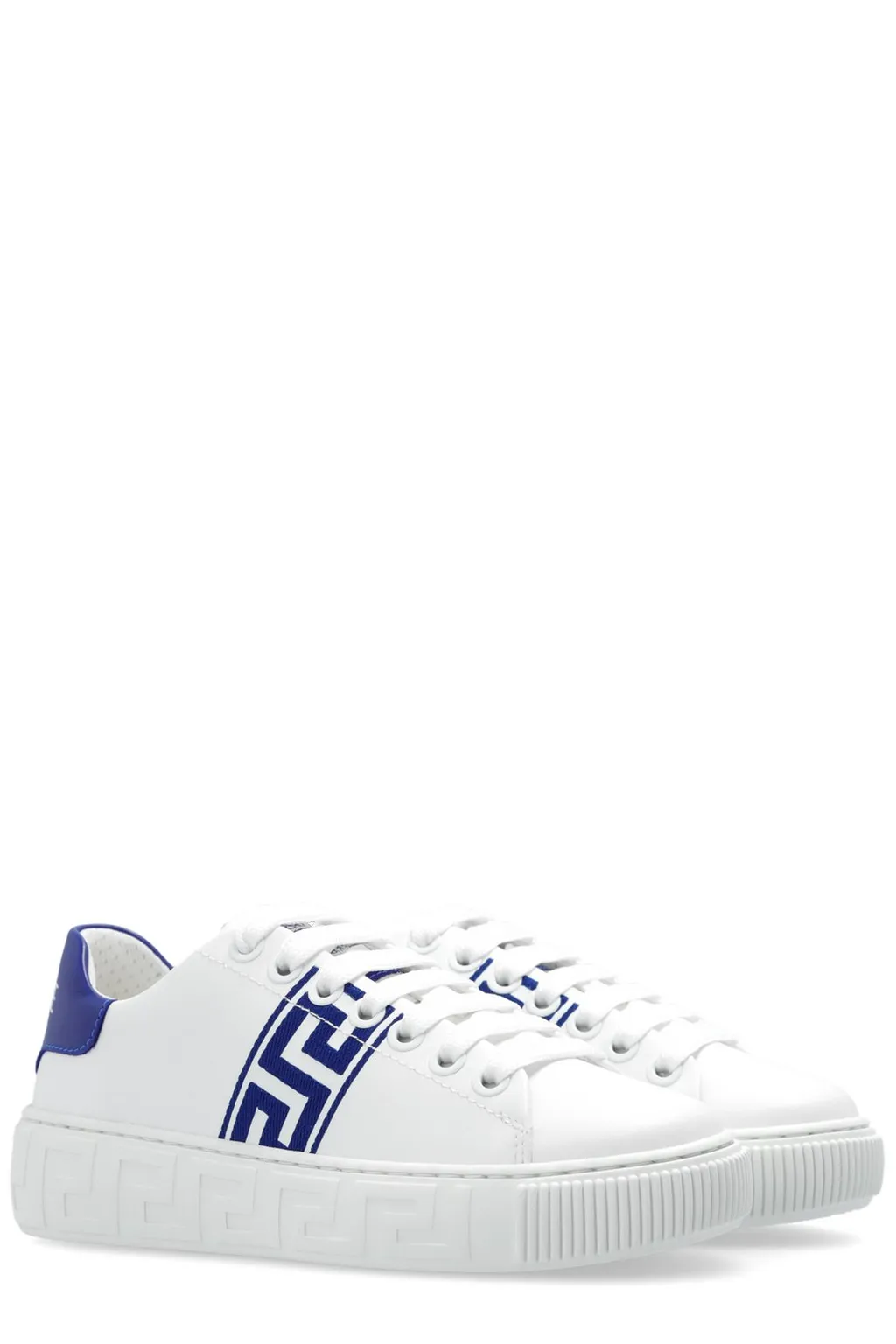 Versace Kids Greca Detailed Round Toe Sneakers