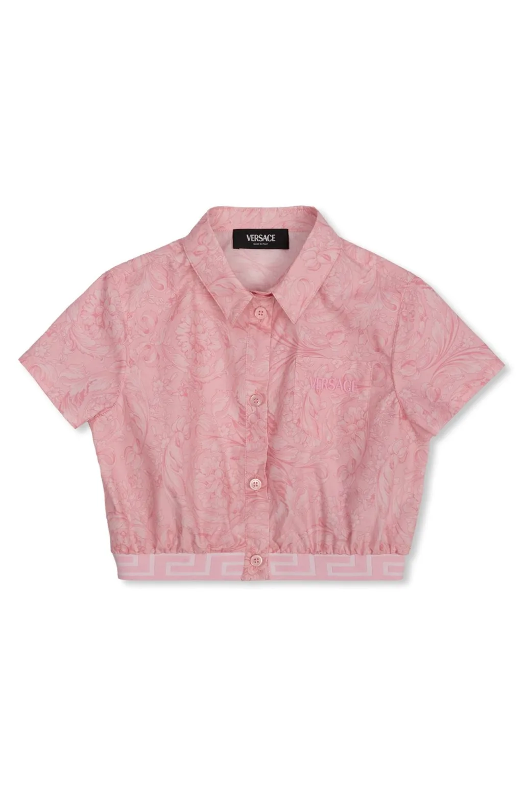 Versace Kids Barocco Short-Sleeved Cropped Shirt