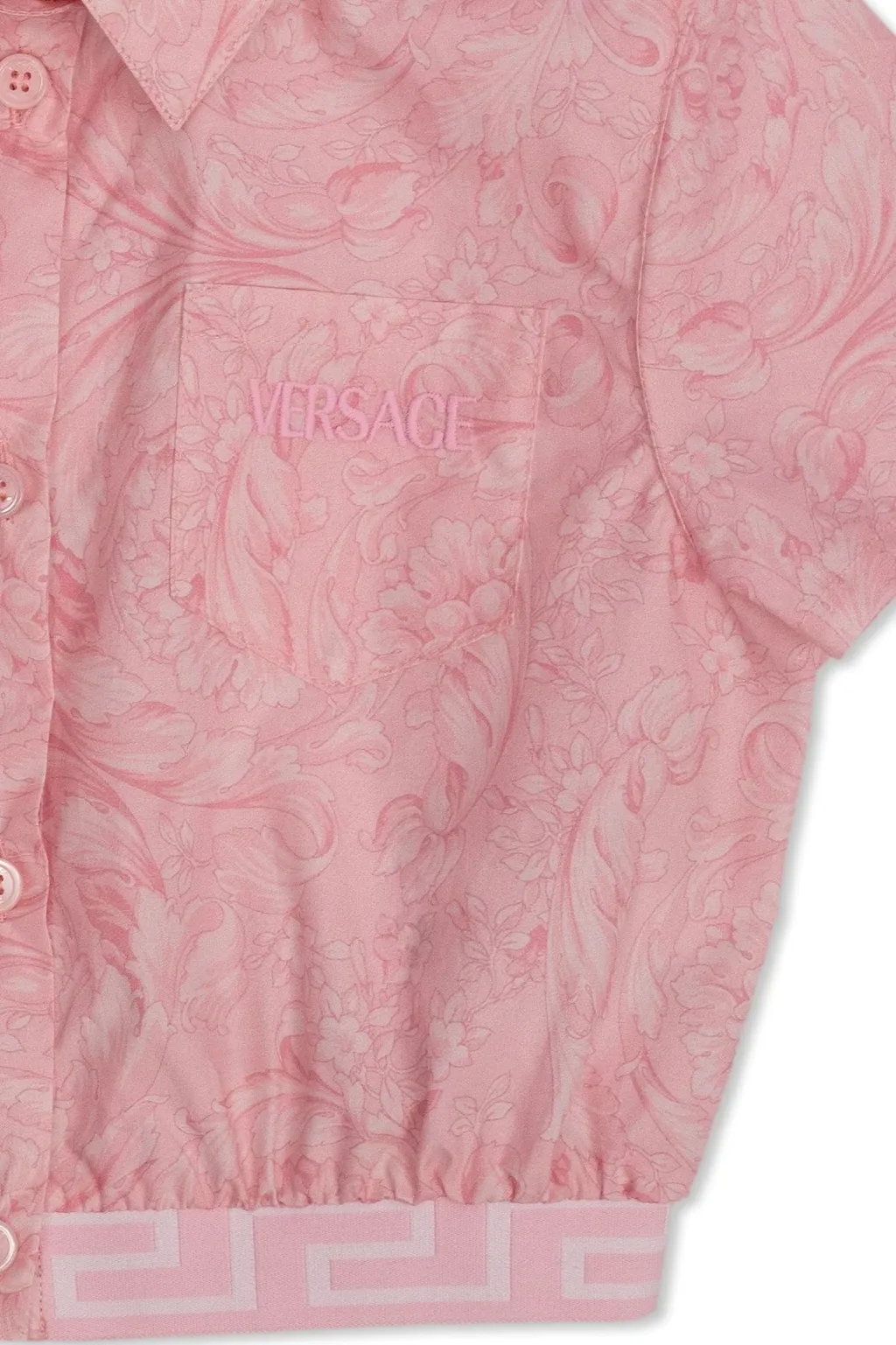 Versace Kids Barocco Short-Sleeved Cropped Shirt