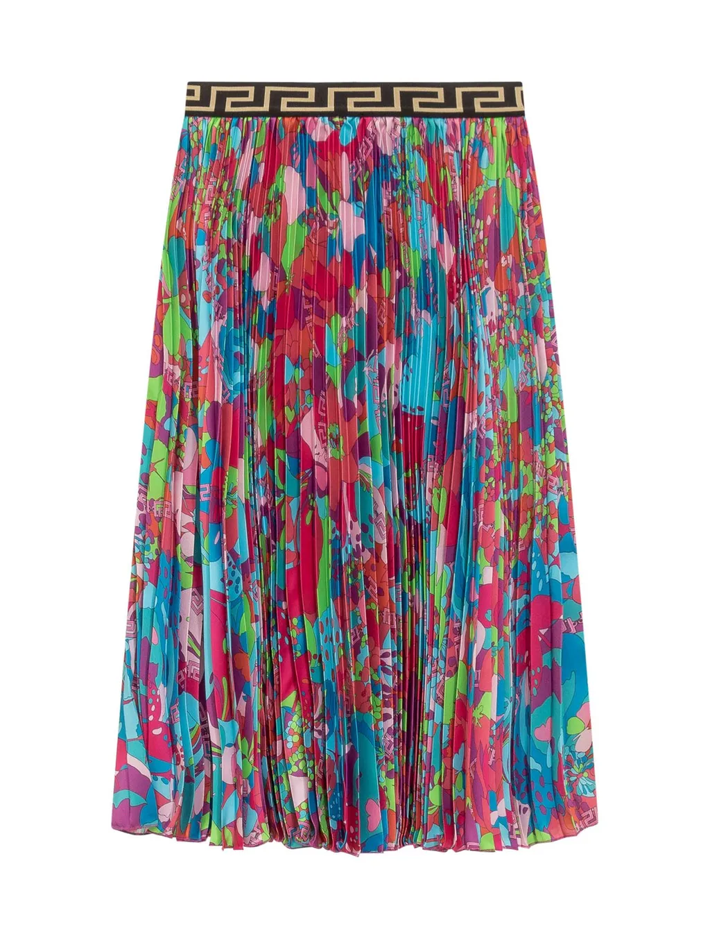 Versace Kids Floral Printed High Waist Skirt