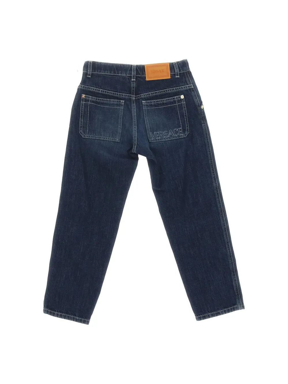 Versace Kids Logo-Embroidered Straight-Leg Slim-Fit Jeans