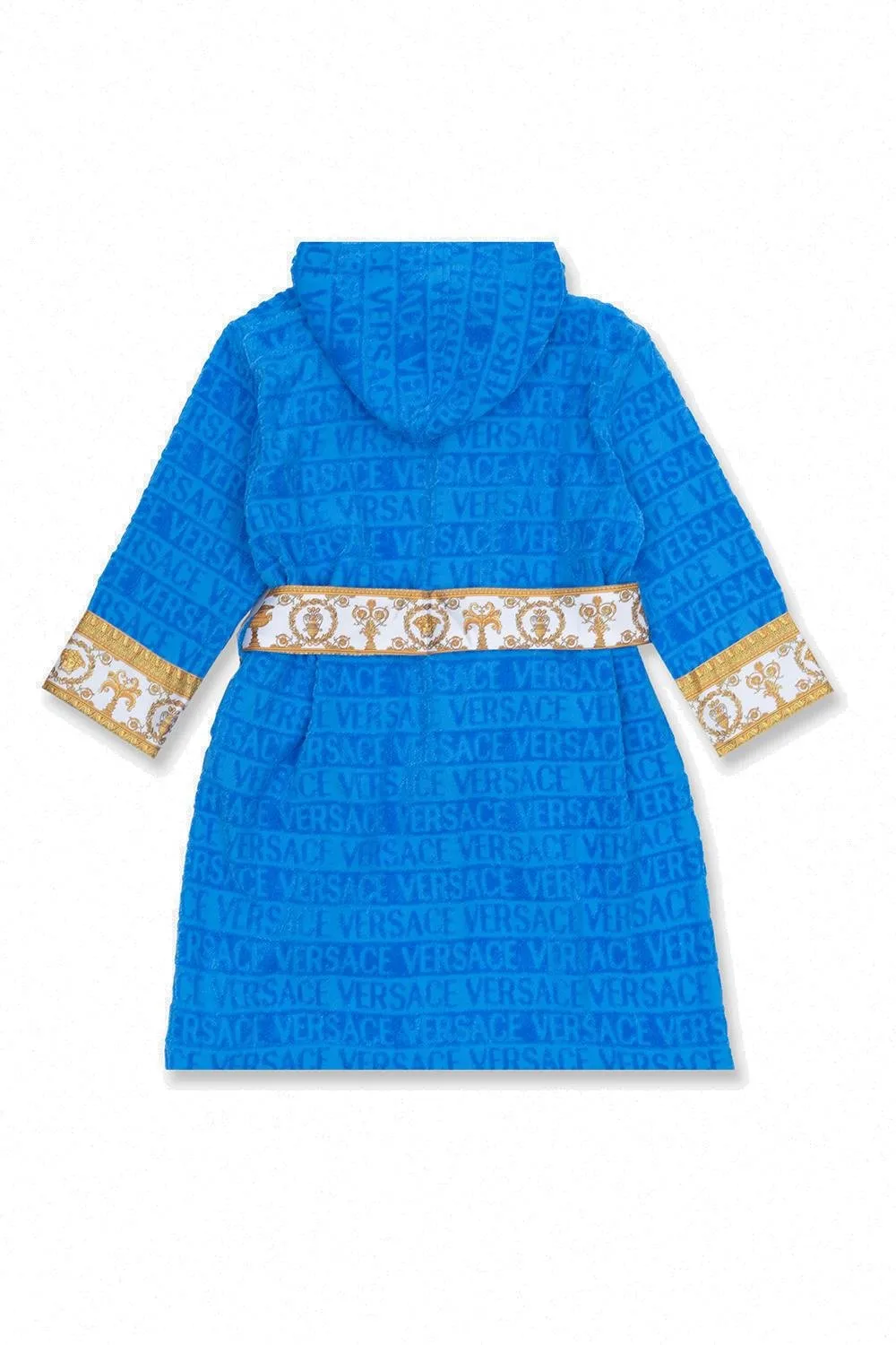 Versace Kids Belted Logo Monogram Hooded Robe