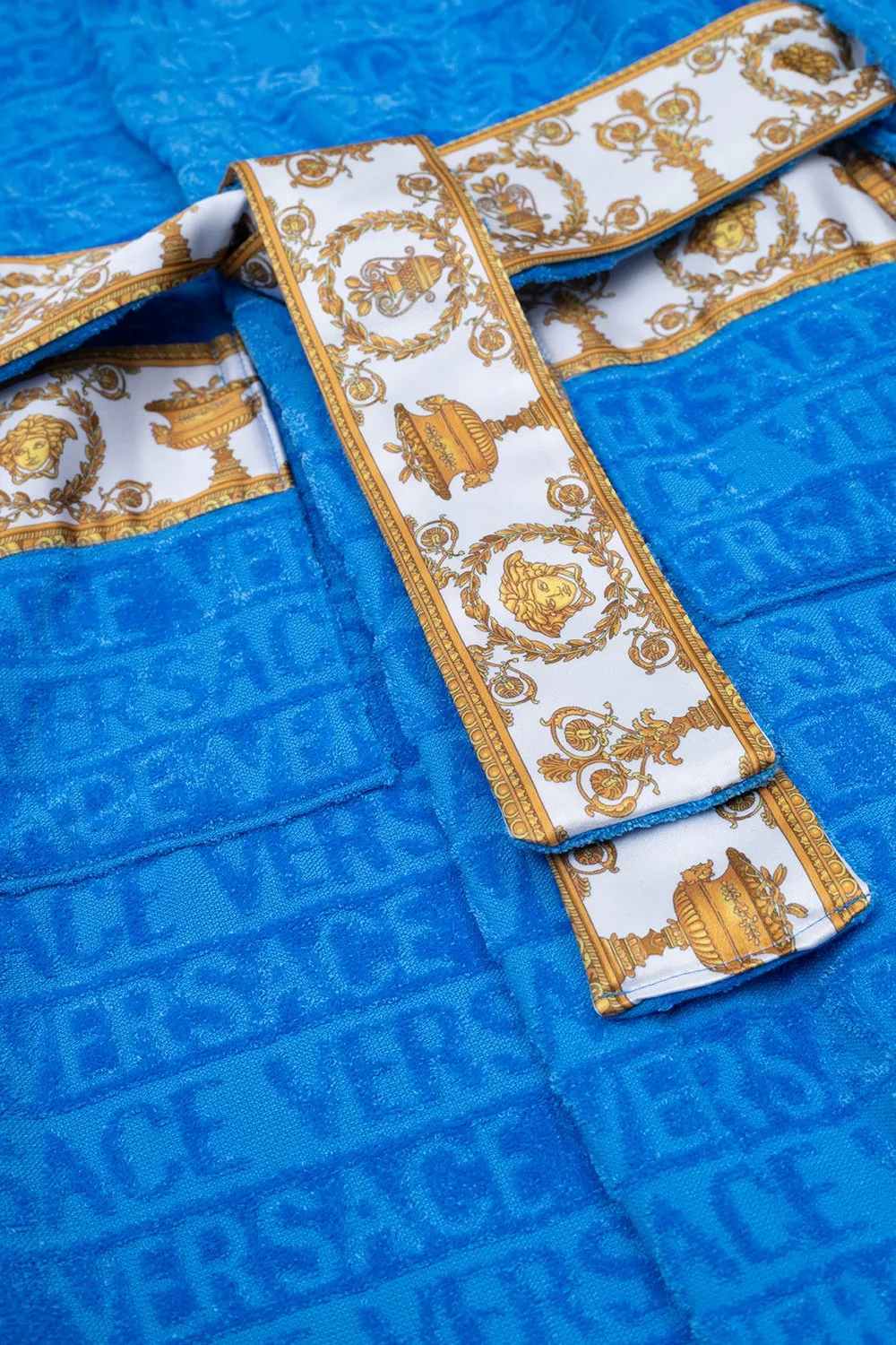 Versace Kids Belted Logo Monogram Hooded Robe