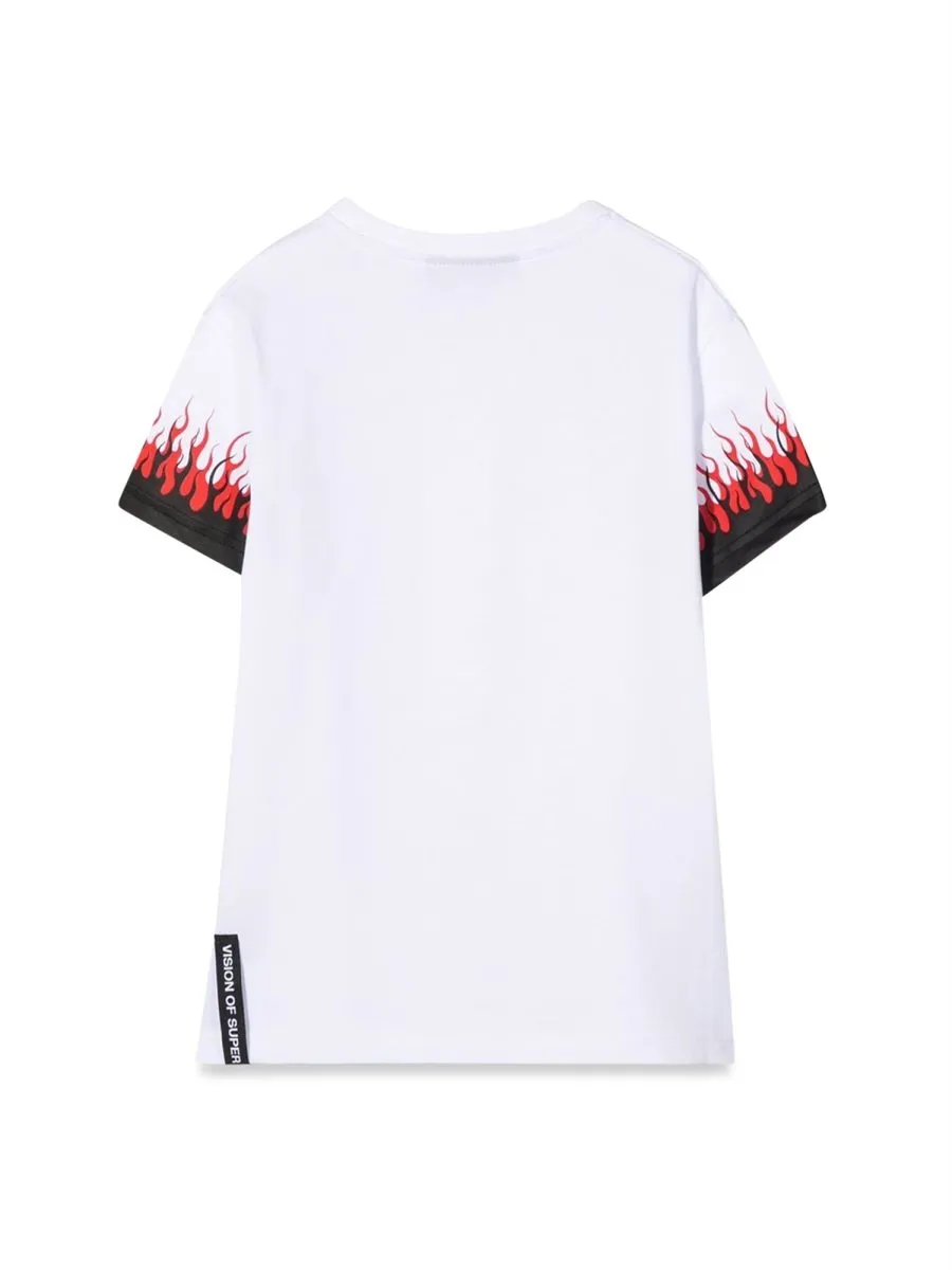 Vision Of Super Kids Tee With Dual Flame Design