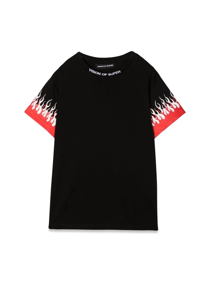 Vision Of Super Kids Tee With Dual Flames