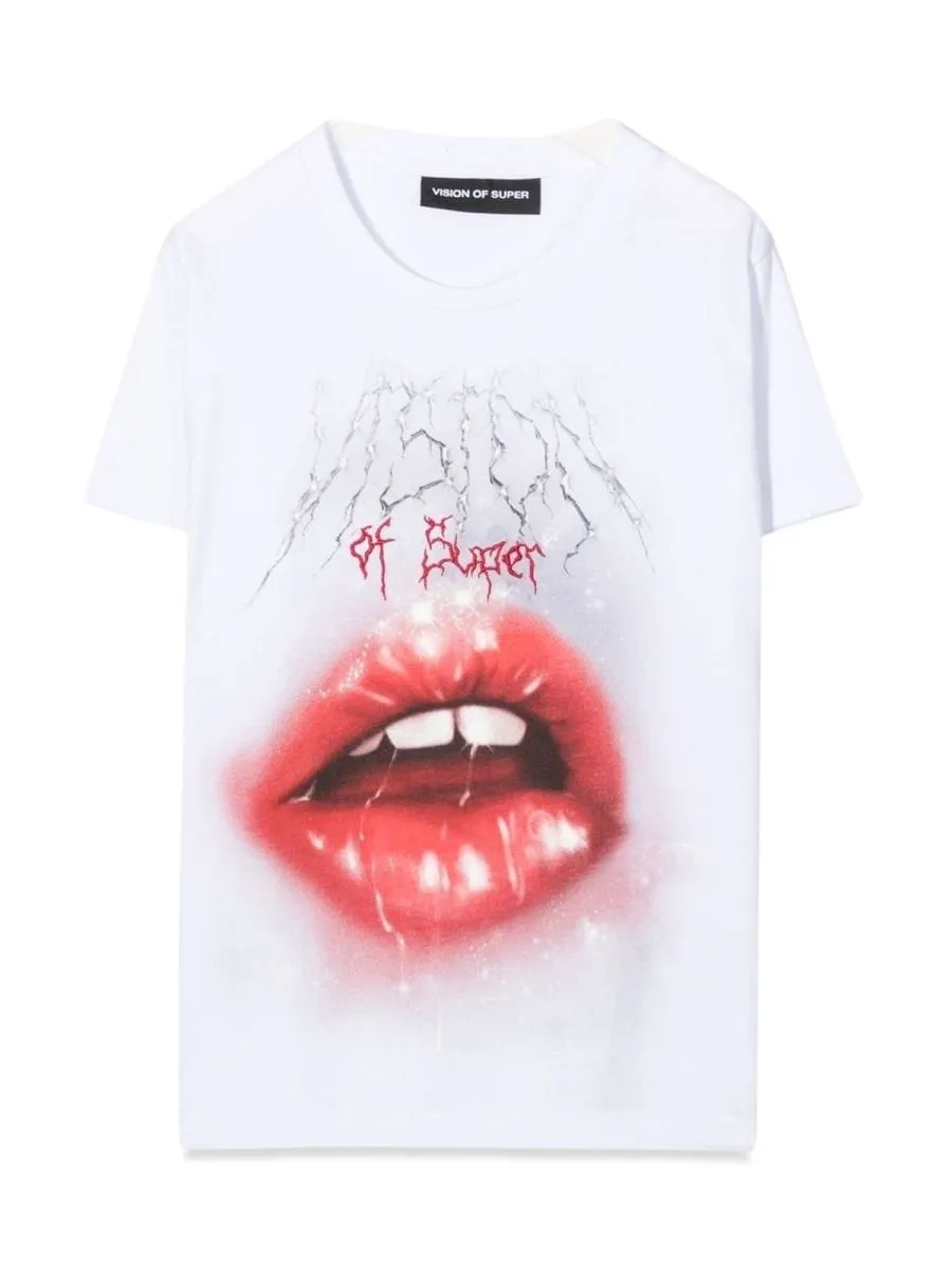 Vision Of Super Kids Rock Mouth Print T-Shirt