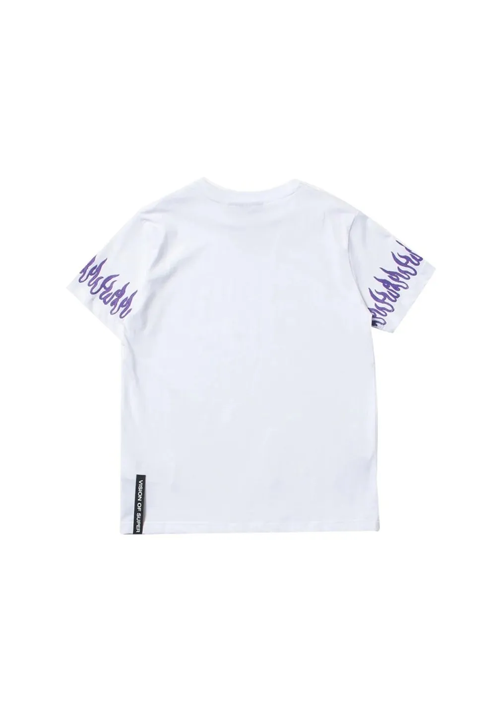 Vision Of Super Kids Flame-Sleeved Crew Neck T-Shirt