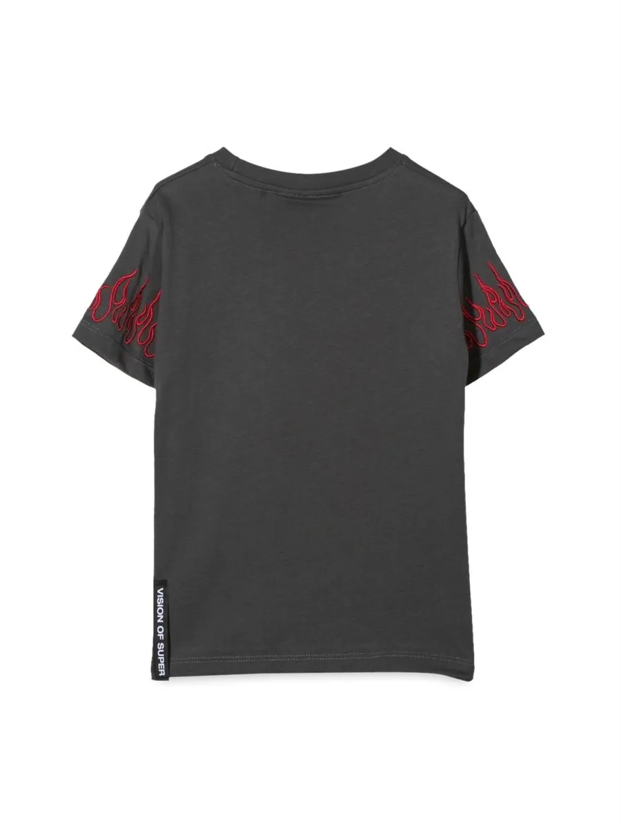 Vision Of Super Kids Embroidered Flame T-Shirt