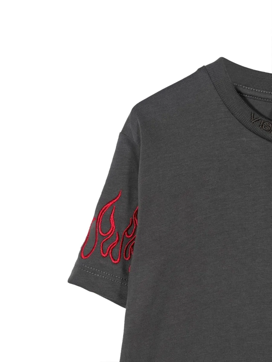 Vision Of Super Kids Embroidered Flame T-Shirt