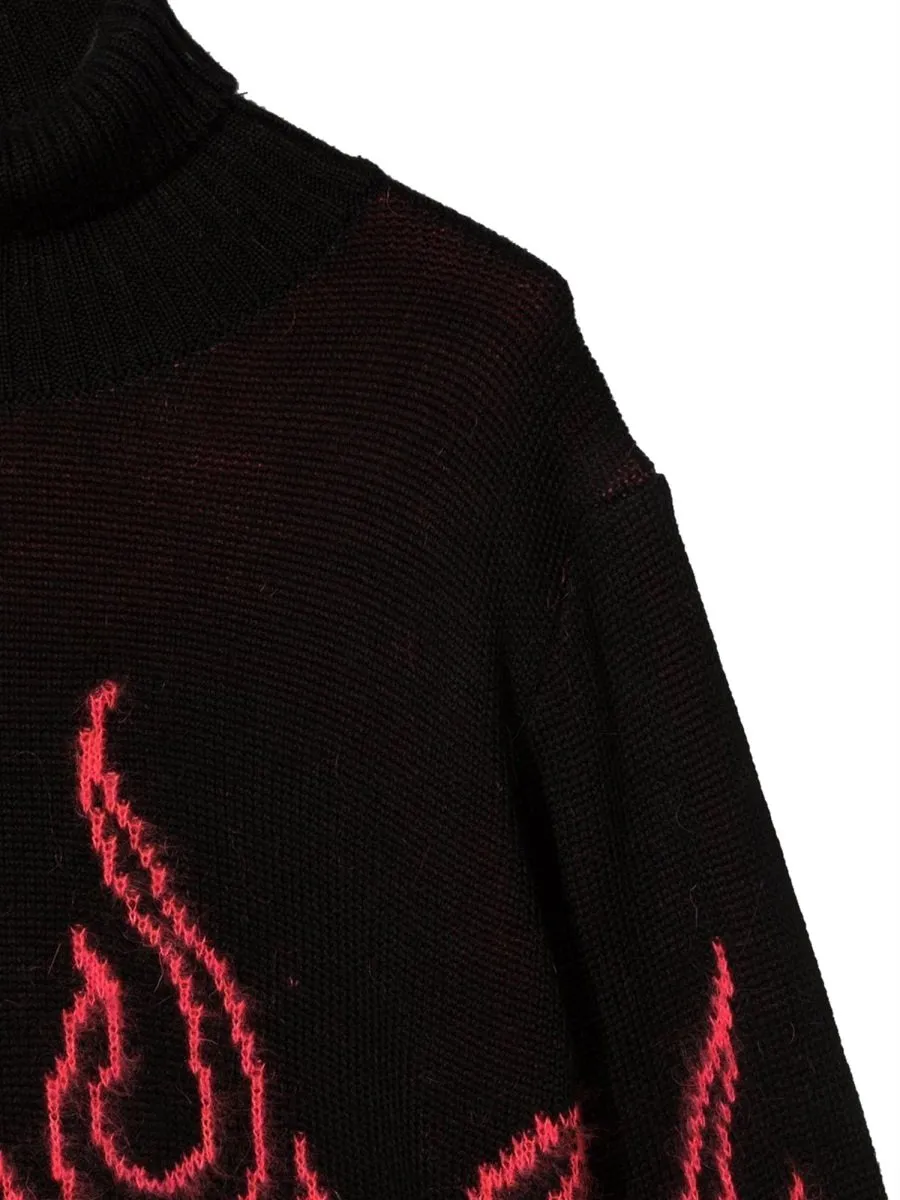 Vision Of Super Kids High Neck Jumper With Flames