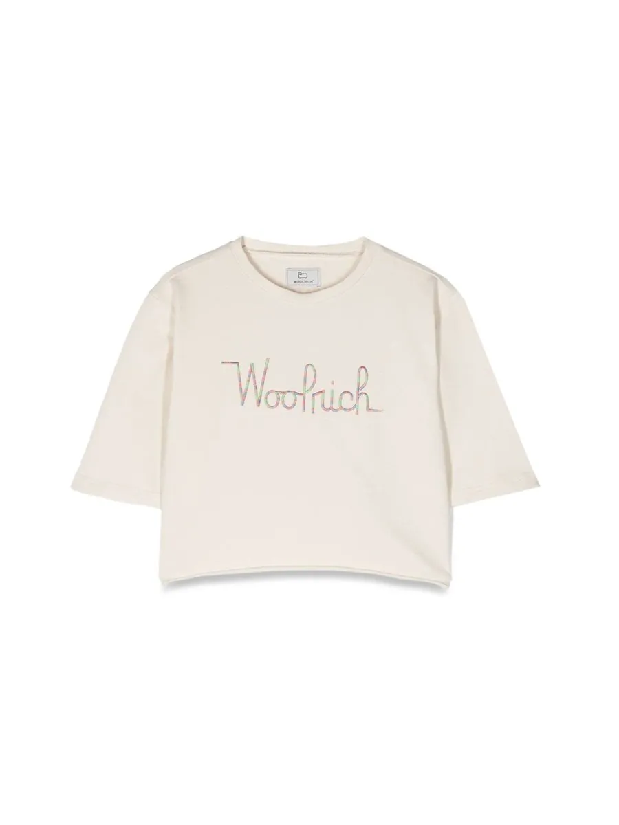 Woolrich Kids Cropped Crewneck Top