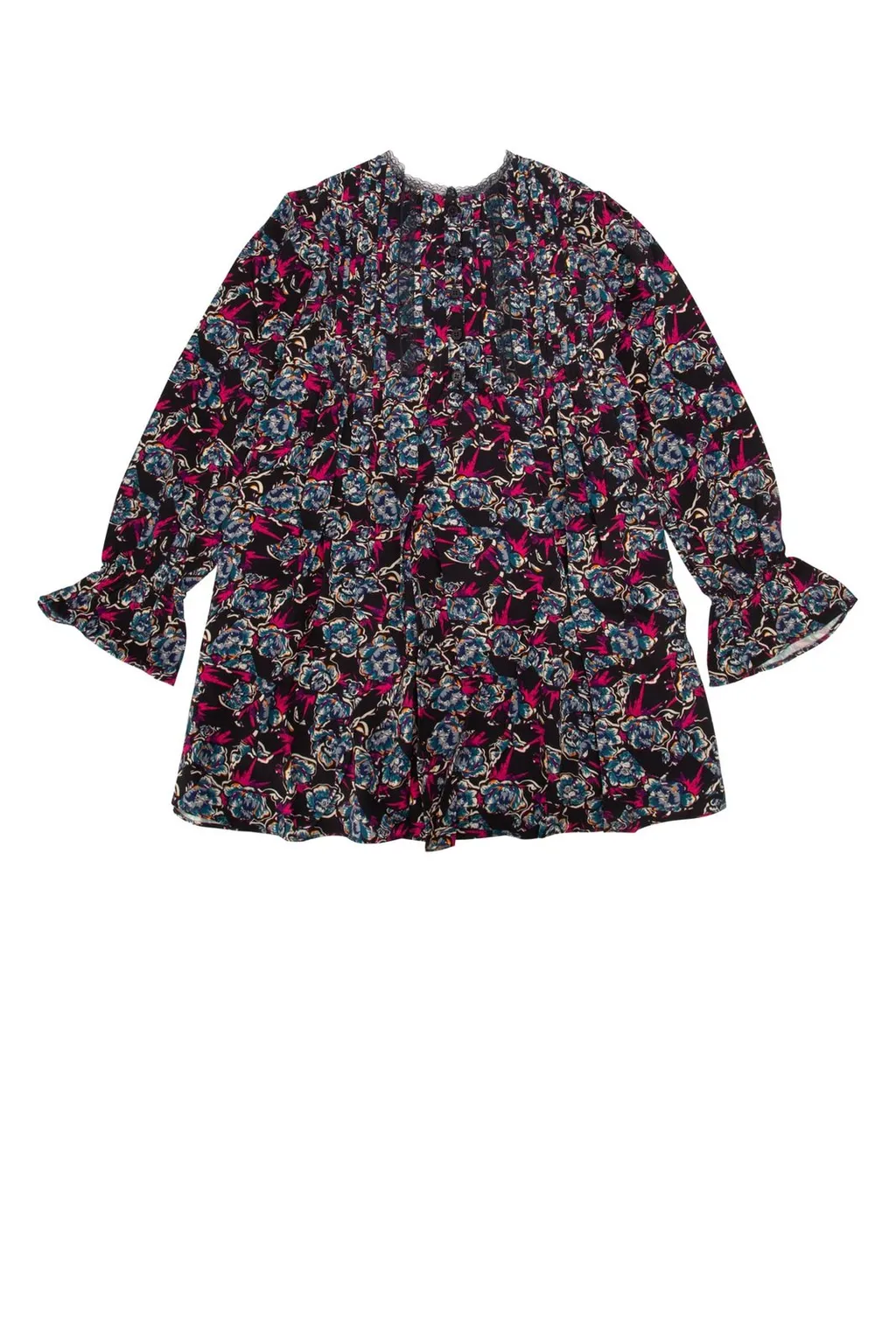 Zadig & Voltaire Kids Lace Trim Floral Printed Dress
