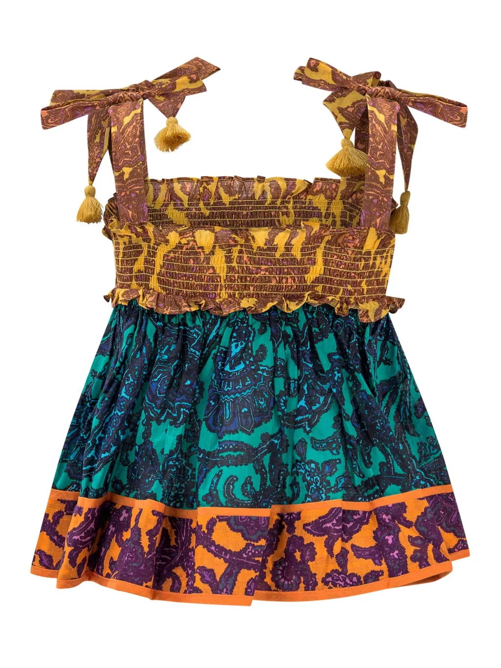 Zimmermann Kids Pleated Contrast-Panel Midi Dress