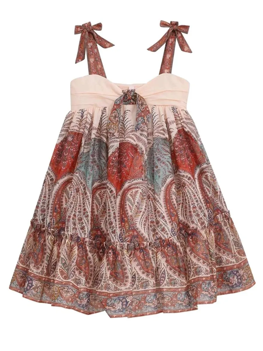 Zimmermann Kids Paisley Bow-Strap Dress