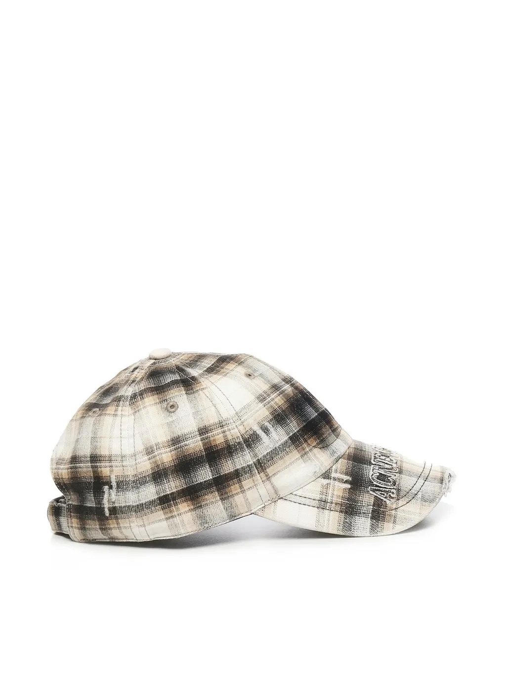 Acne Studios Logo Embroidered Checked Cap