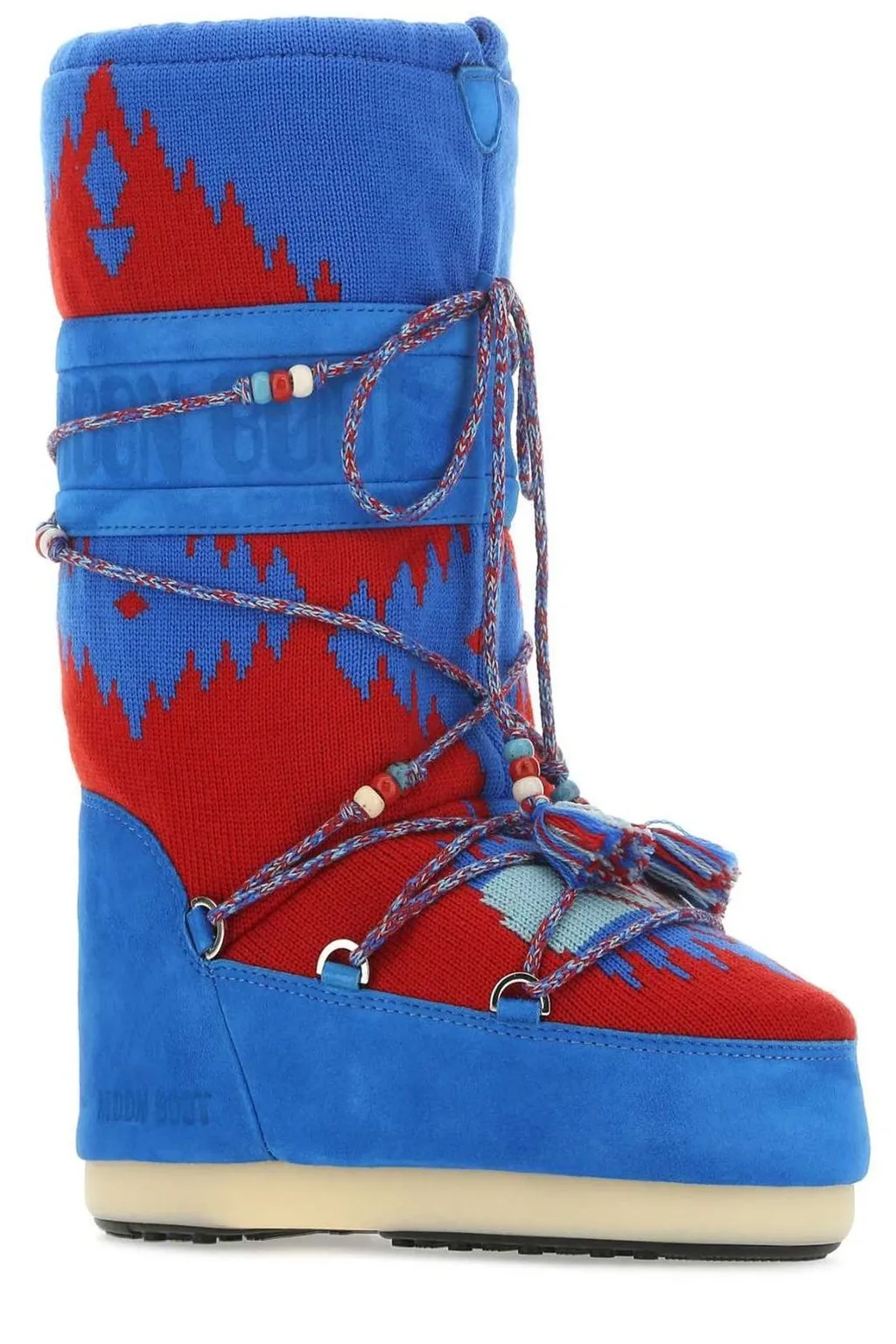 Alanui X Moon Boot Signature Knit Pattern Lace-Up Boots