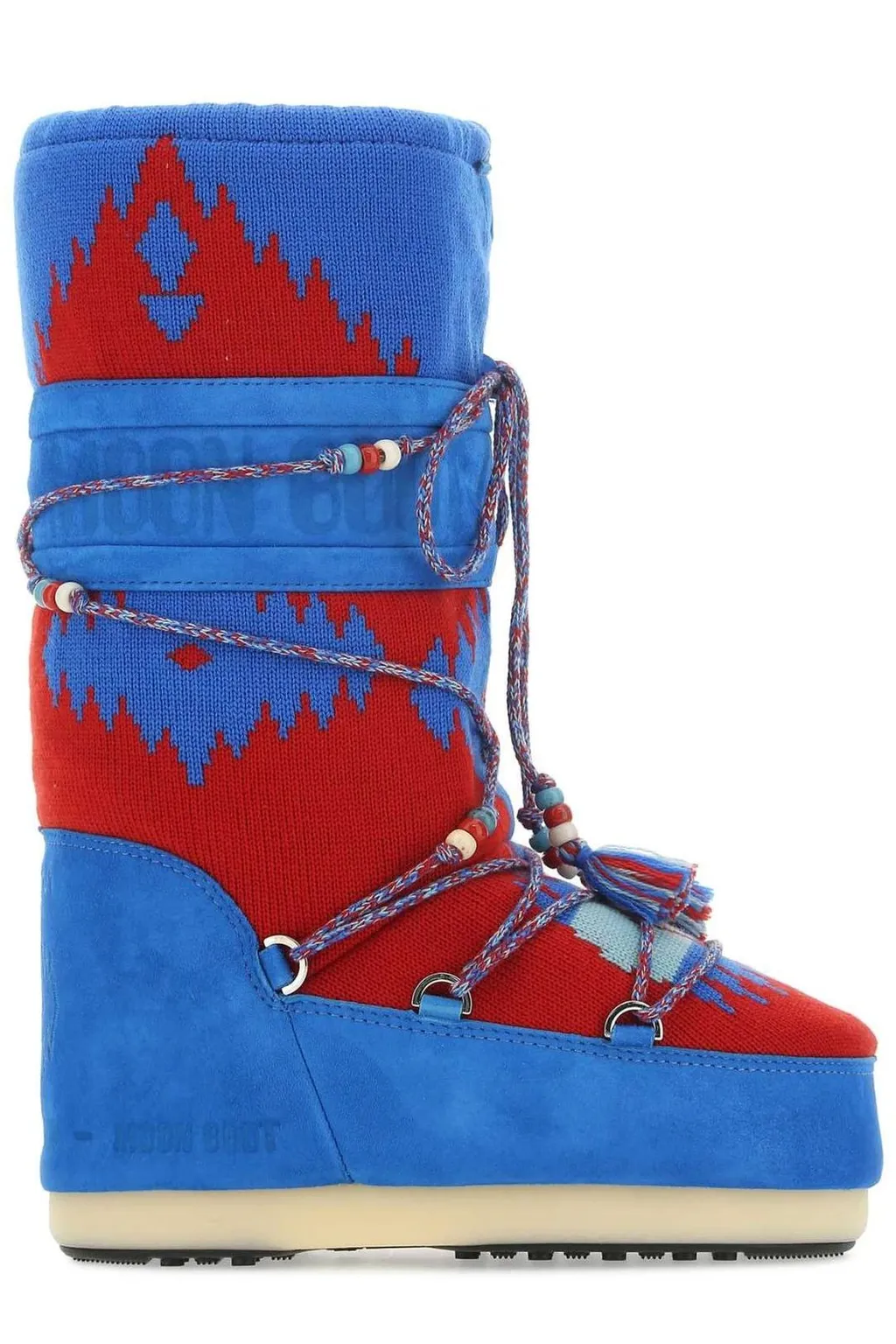 Alanui X Moon Boot Signature Knit Pattern Lace-Up Boots