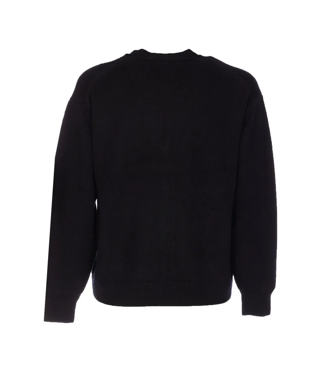 Auralee Buttoned V-Neck Knitted Sweater