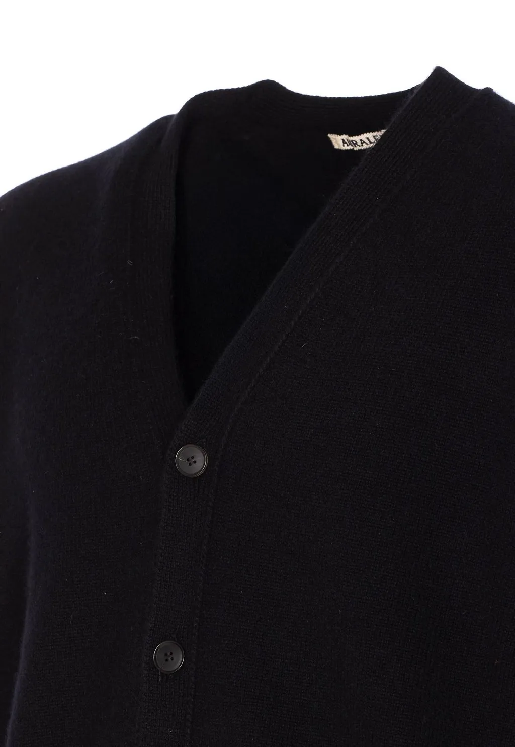 Auralee Buttoned V-Neck Knitted Sweater