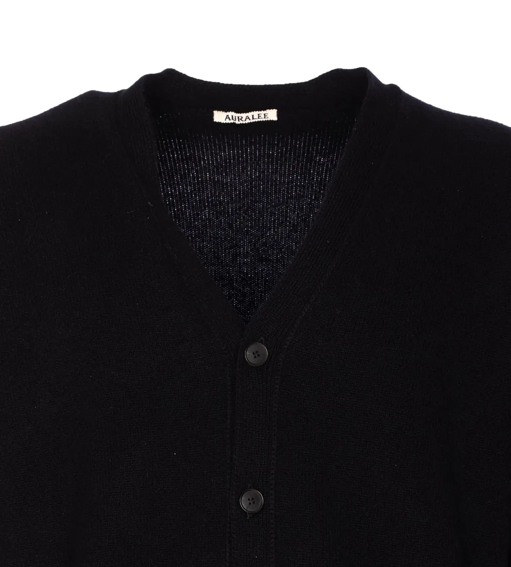 Auralee Buttoned V-Neck Knitted Sweater