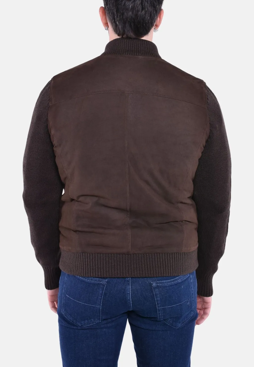 Barba Napoli Knitted Sleeve Bomber Jacket