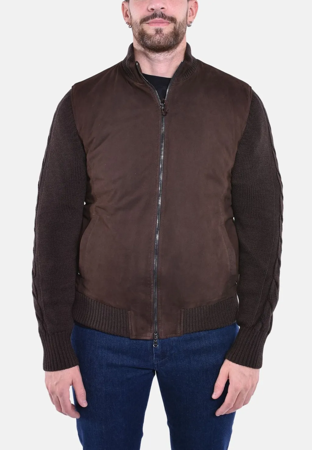Barba Napoli Knitted Sleeve Bomber Jacket