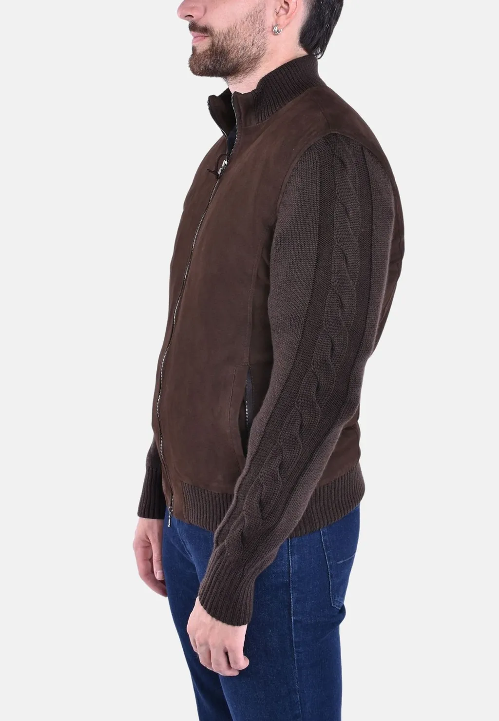 Barba Napoli Knitted Sleeve Bomber Jacket