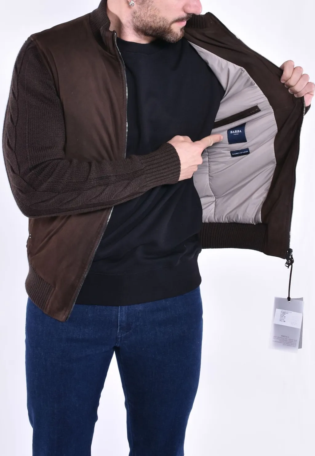 Barba Napoli Knitted Sleeve Bomber Jacket