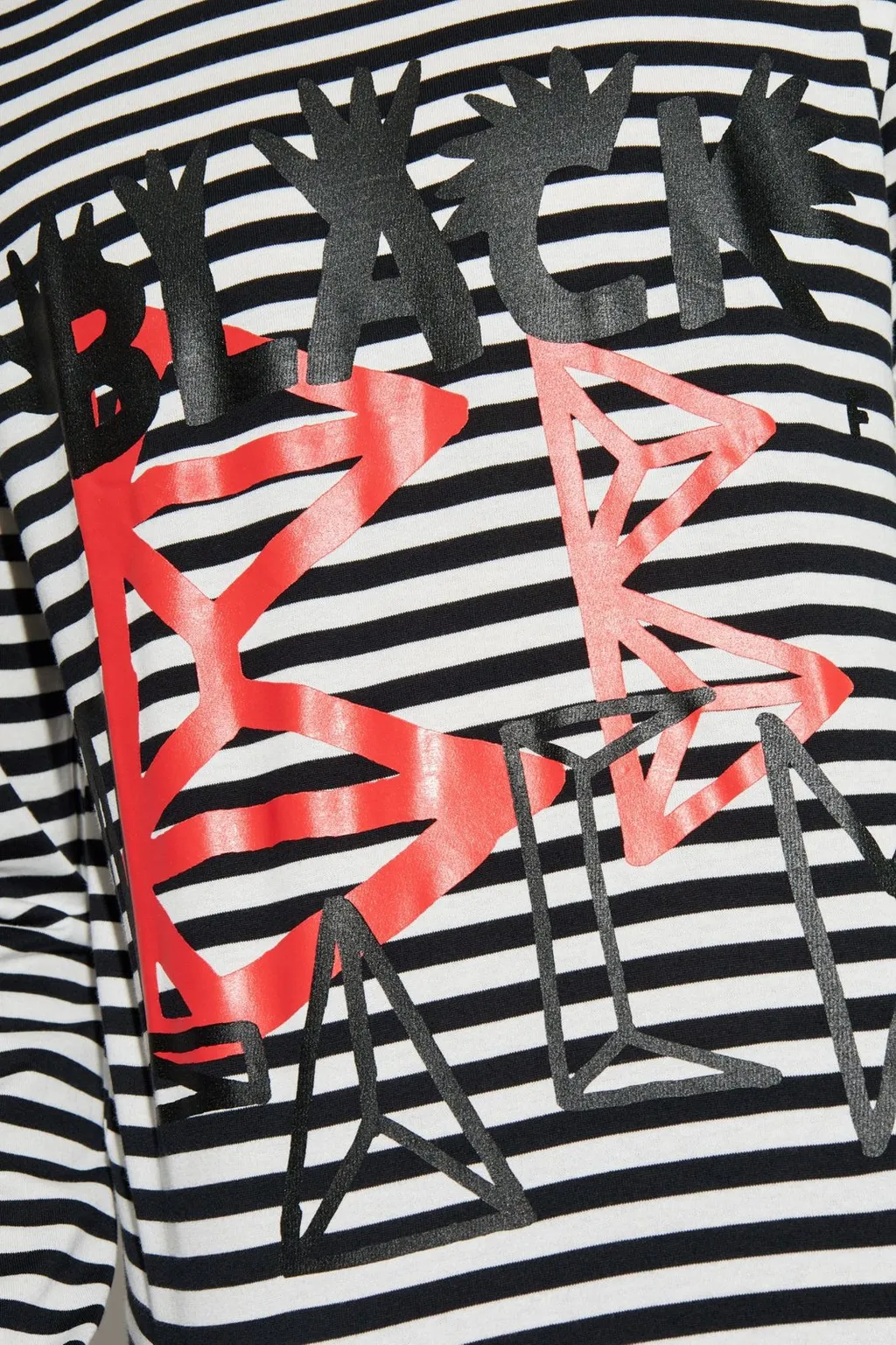 Black Comme Des GarÇOns Striped Graphic-Print Crewneck T-Shirt