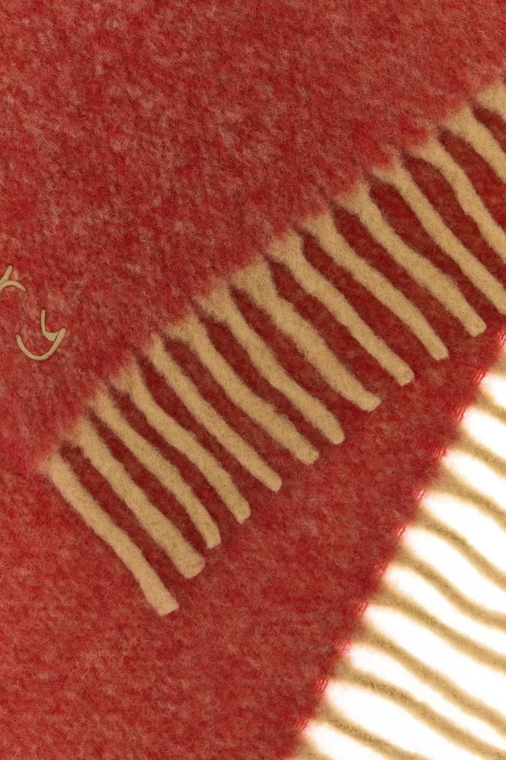 Burberry Logo Embroidered Fringed Happy Scarf