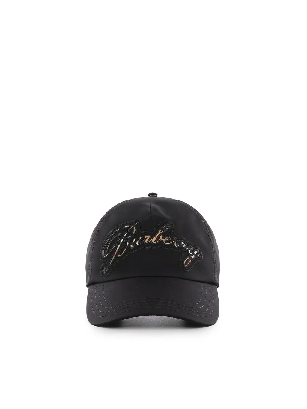 Burberry Check Cursive Logo Gabardine Baseball Cap