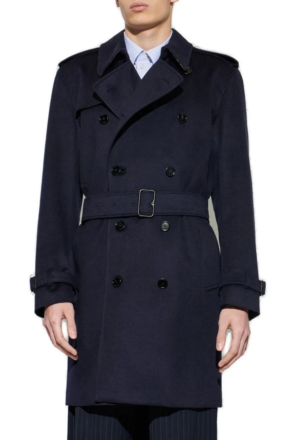 Burberry Double Breasted Belted Mid-Length Trench Coat