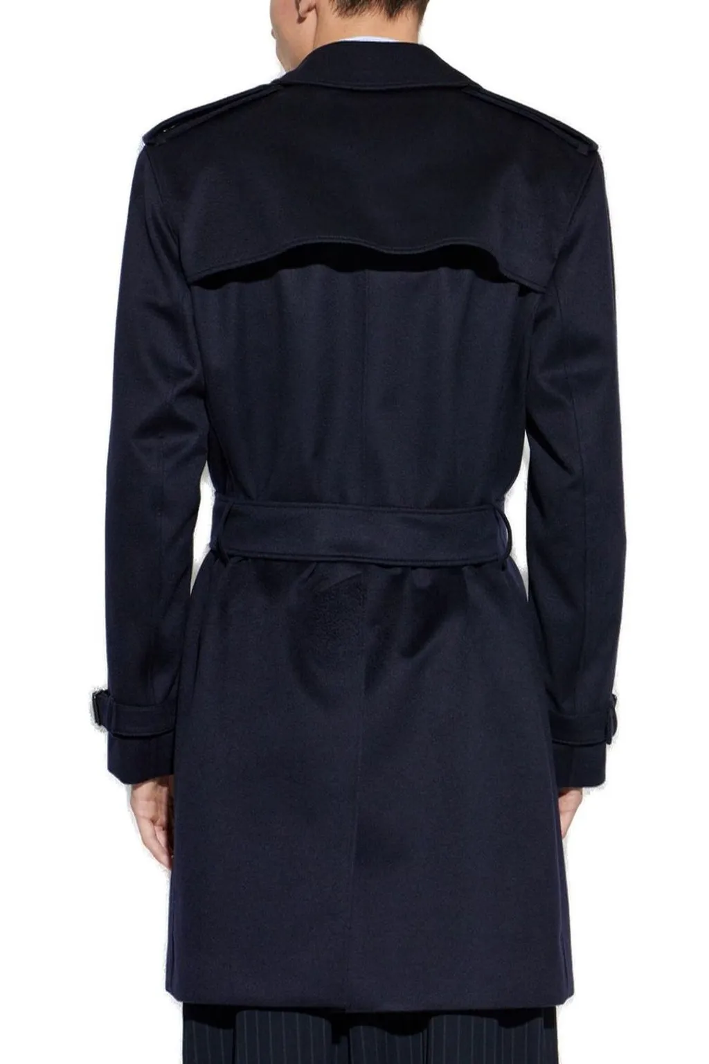Burberry Double Breasted Belted Mid-Length Trench Coat