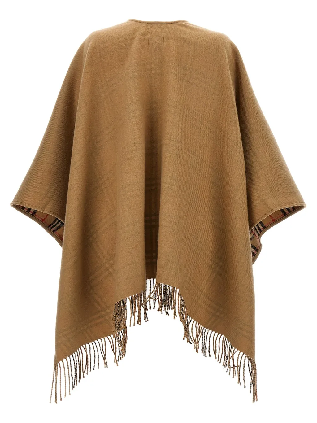 Burberry Checked Fringed-Edge Reversible Cape