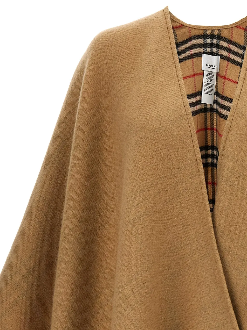 Burberry Checked Fringed-Edge Reversible Cape